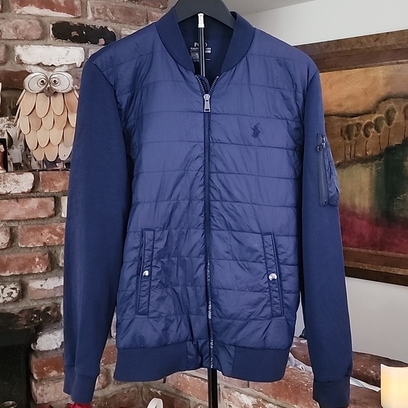 Polo Ralph Lauren Other - Polo Ralph Lauren Navy Performance Bomber Jacket Lightweight Logo Zip Front